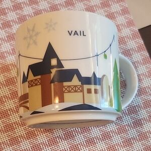 Starbucks Vail Mug with Winter Scene - White, Black, Brown, Green